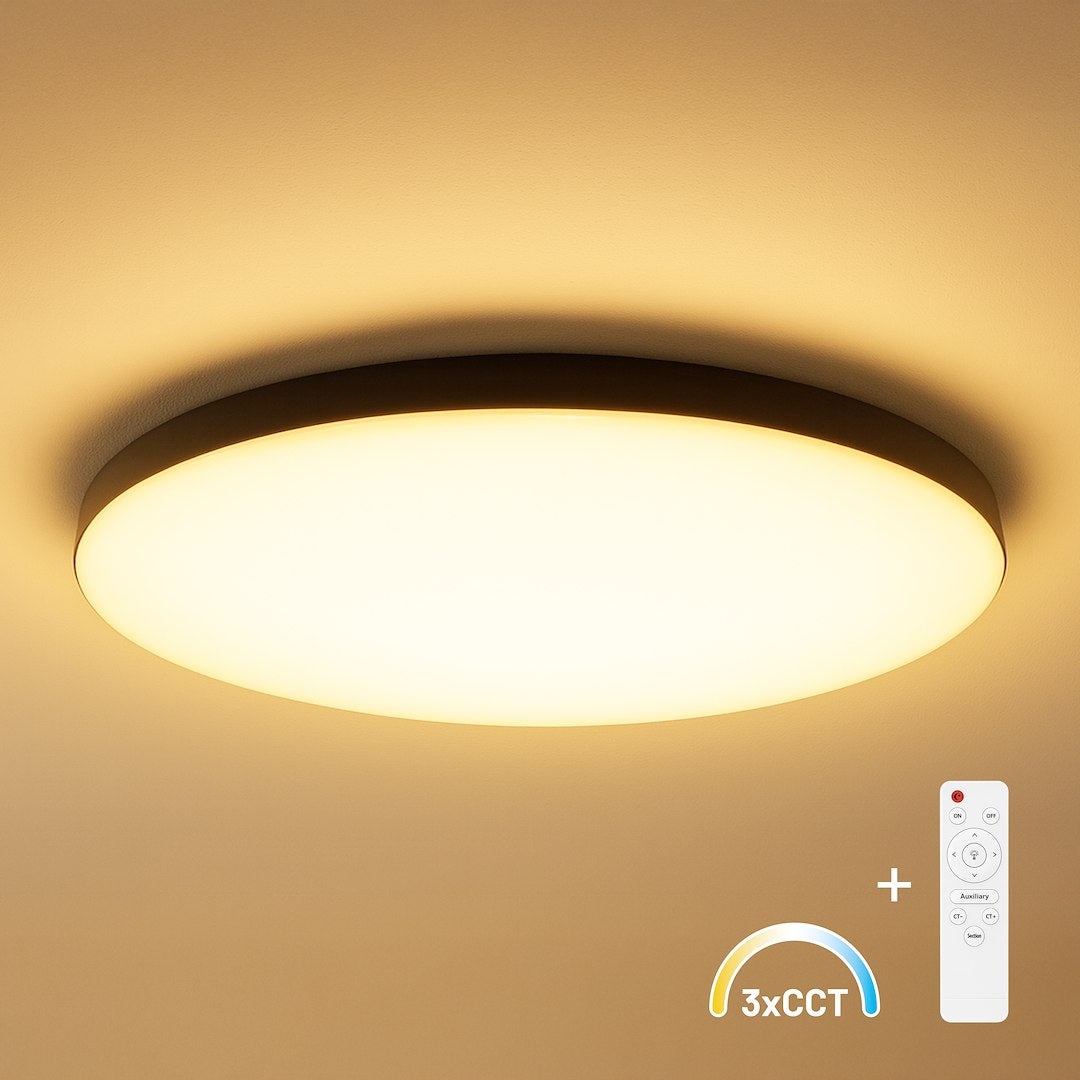 Siena stropna svjetiljka Crna 80W LED Ø750 mm + daljinski upravljač