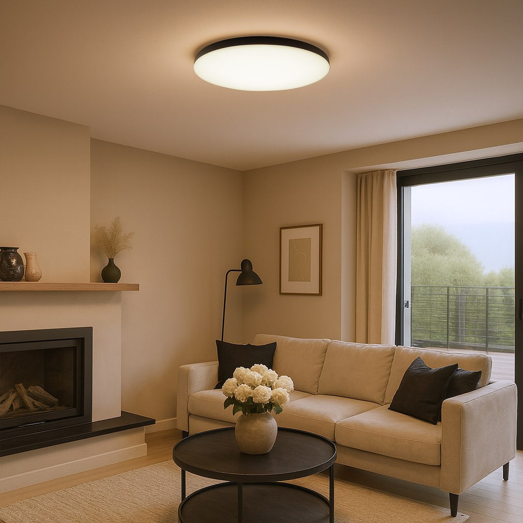 Siena stropna svjetiljka Crna 80W LED Ø750 mm + daljinski upravljač