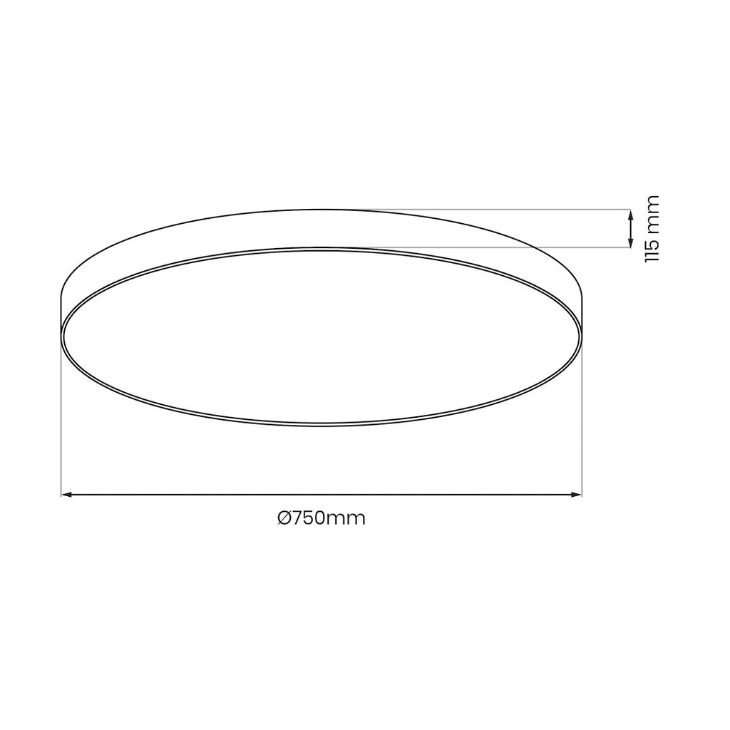 Siena stropna svjetiljka Crna 80W LED Ø750 mm + daljinski upravljač