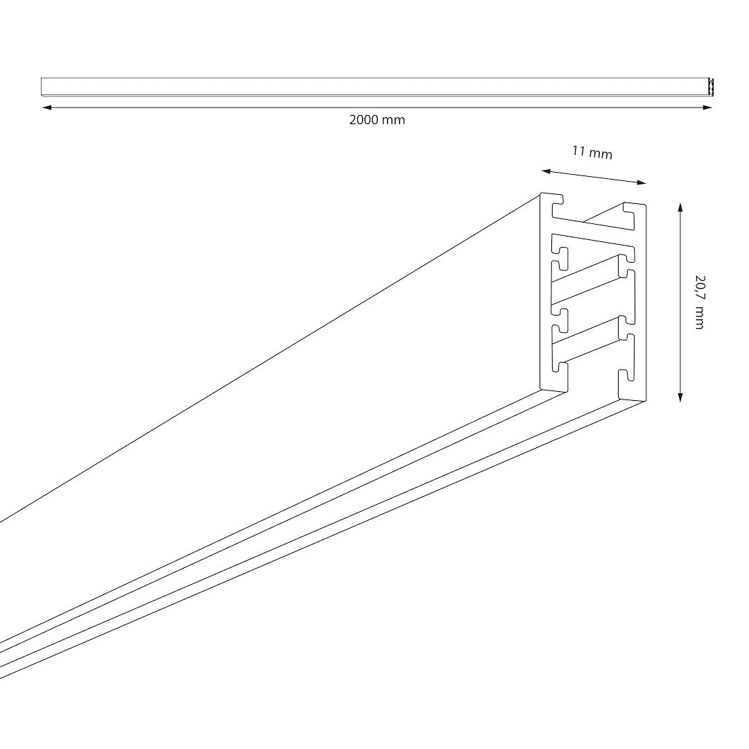 Magnetna tračnica 200CM za Magnetni sustav SMALL 5 mm širine, CRNA