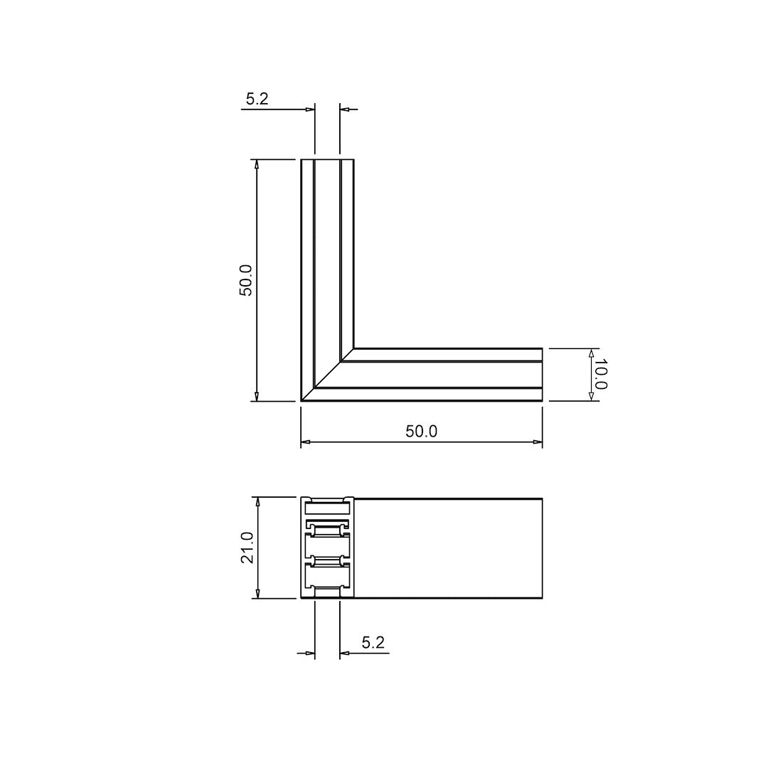 Kut za Magnetni sustav SMALL 5 mm širine, CRNI