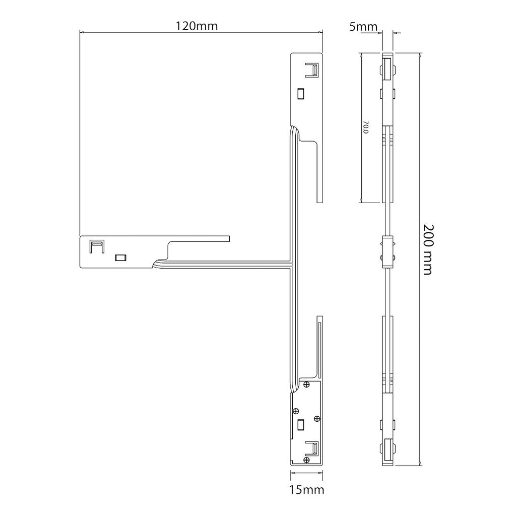 Konektor T za Magnetni sustav SMALL 5 mm širine, CRNI