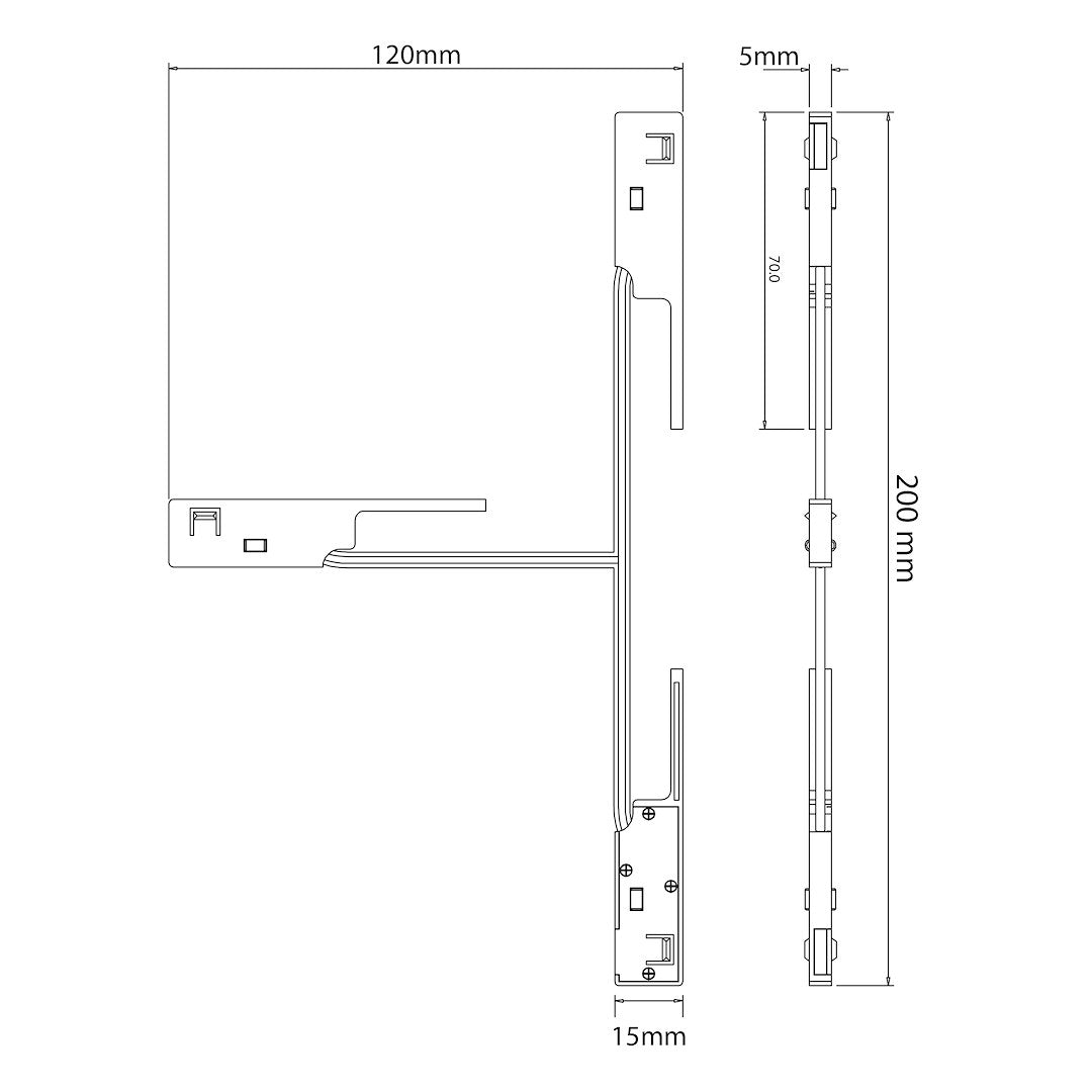Konektor T za Magnetni sustav SMALL 5 mm širine, CRNI
