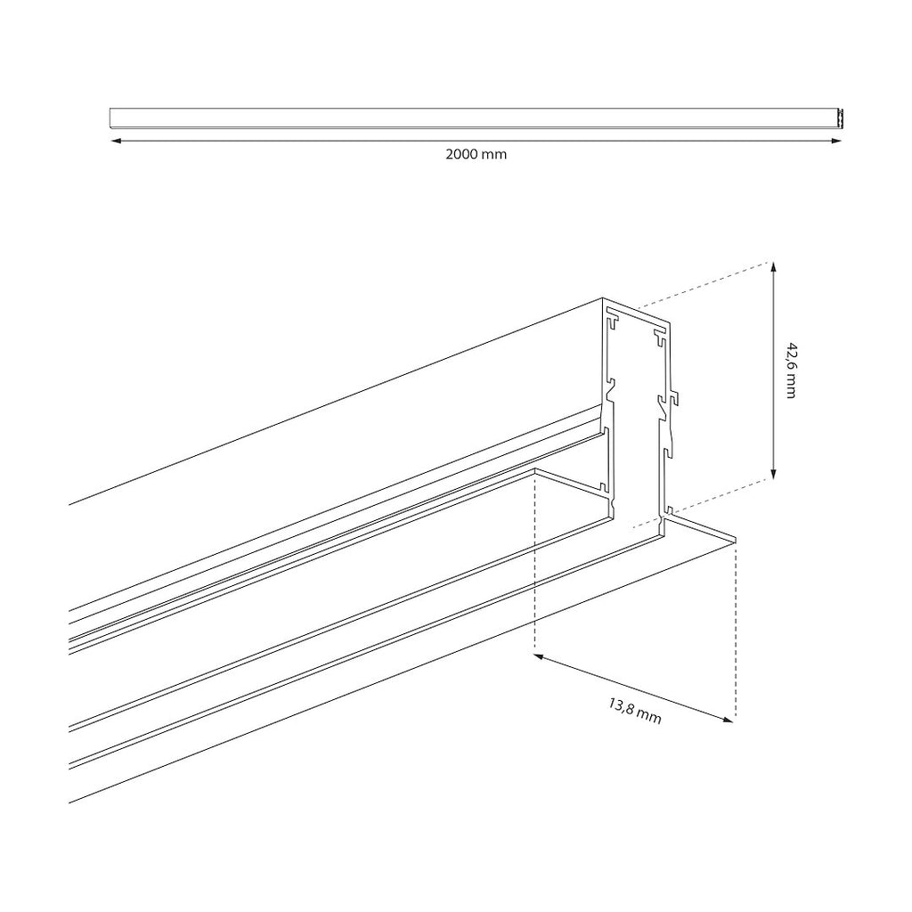 Ugradbena Magnetna tračnica 200CM za Magnetni sustav MEDIUM 10 mm širine, CRNA