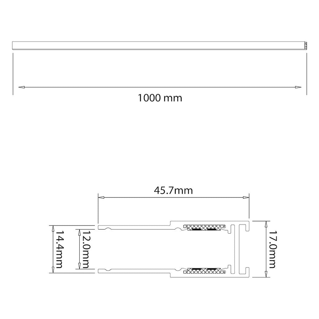 Magnetna tračnica 100CM za Magnetni sustav MEDIUM 10 mm širine, CRNA