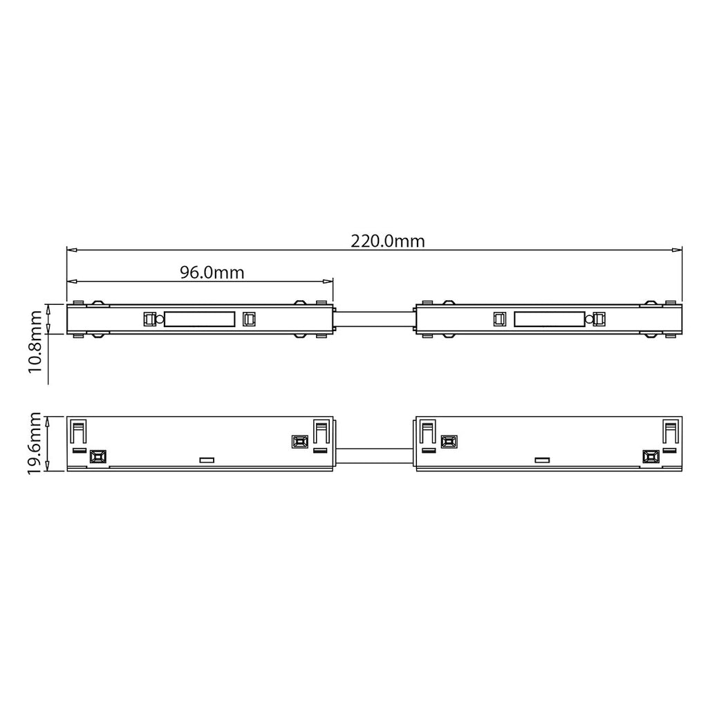 Konektor ravni za Magnetski sustav MEDIUM 10 mm širine, CRNI