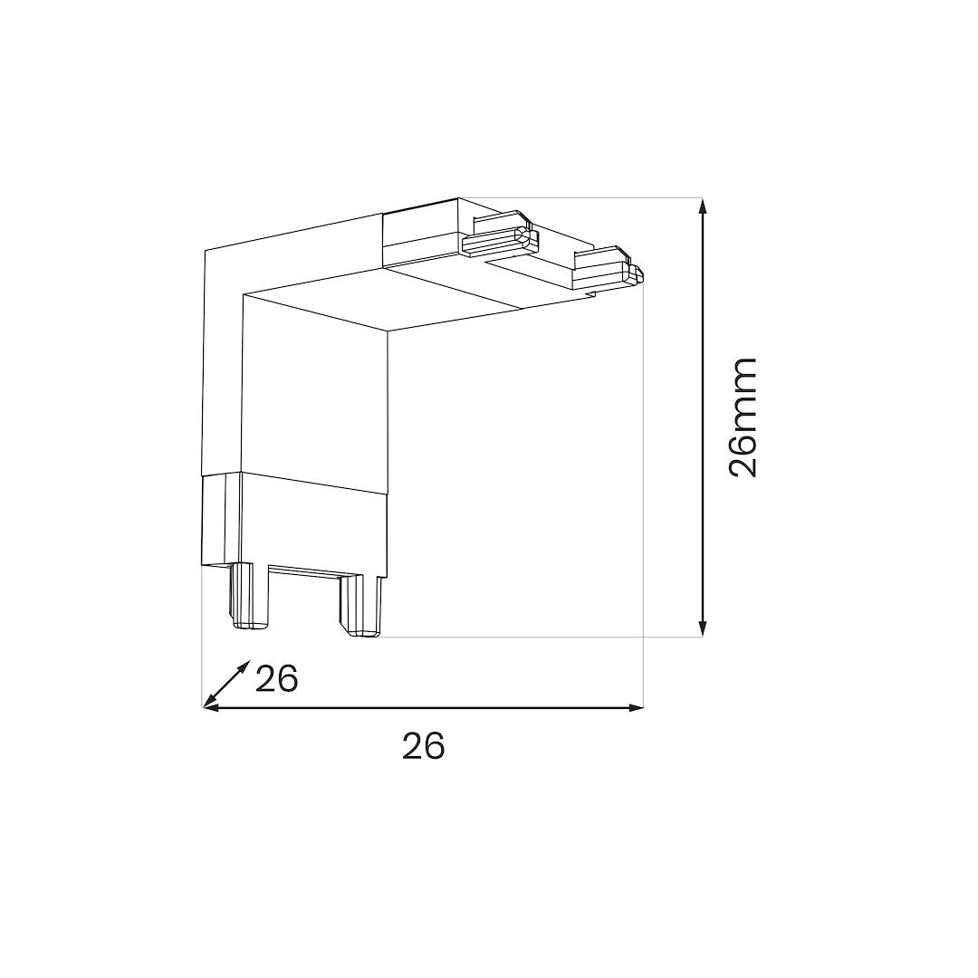 Konektor L za Magnetni sustav SLIM 5 mm visine, CRNI