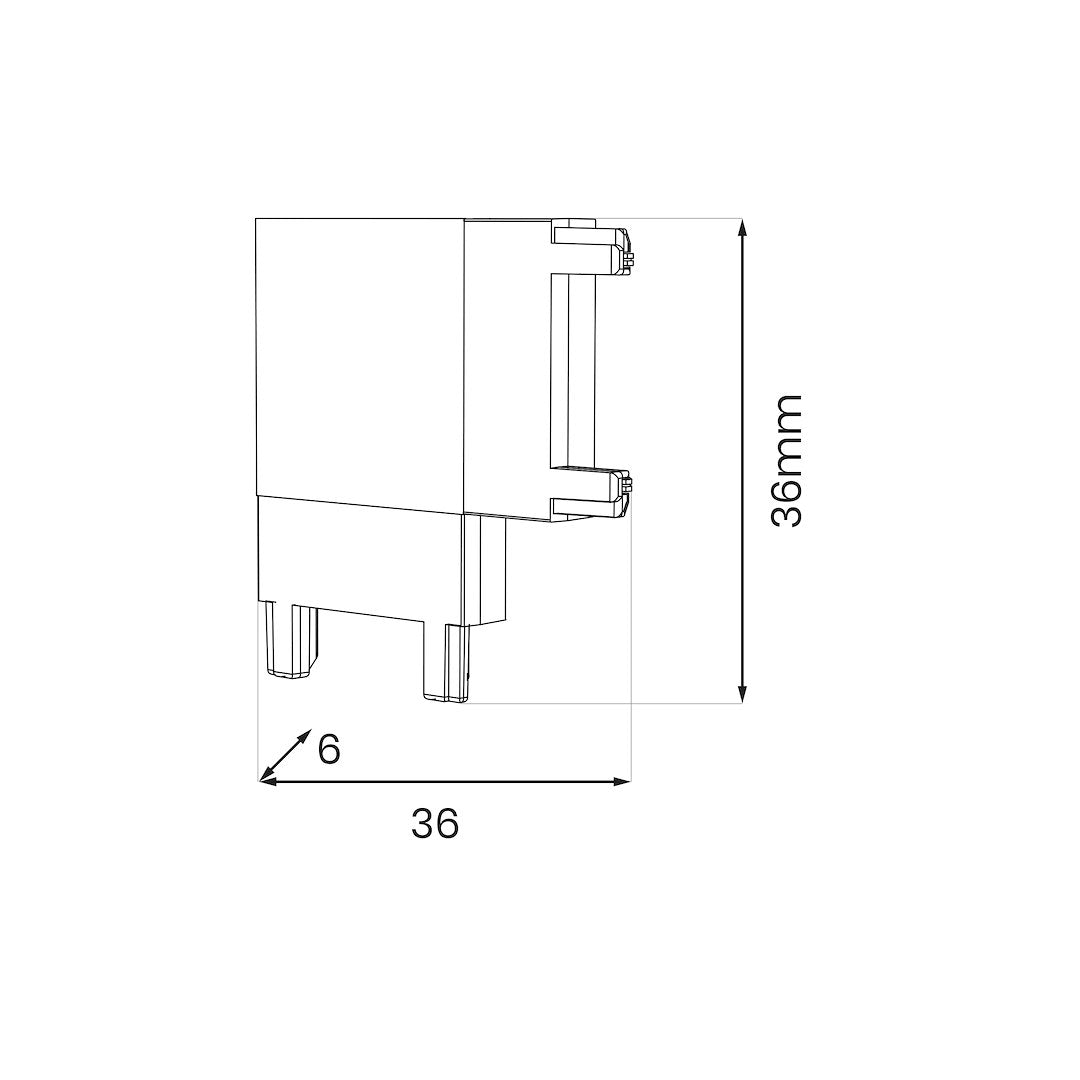 Konektor kutni za Magnetni sustav SLIM 5 mm visine, CRNI