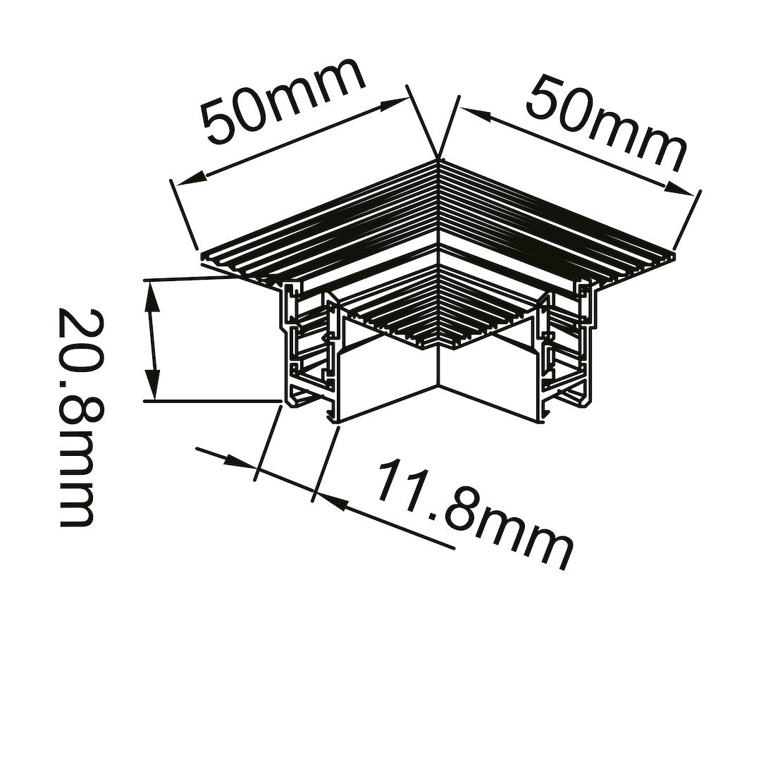 Ugradbeni Kut za Magnetni sustav SMALL 5 mm širine, CRNI