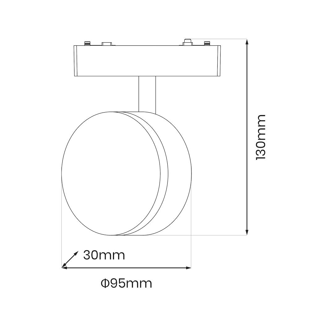LED svjetiljka 9W CCT 48V Ø10CM za Magnetni sustav SLIM 5 mm visine, CRNA