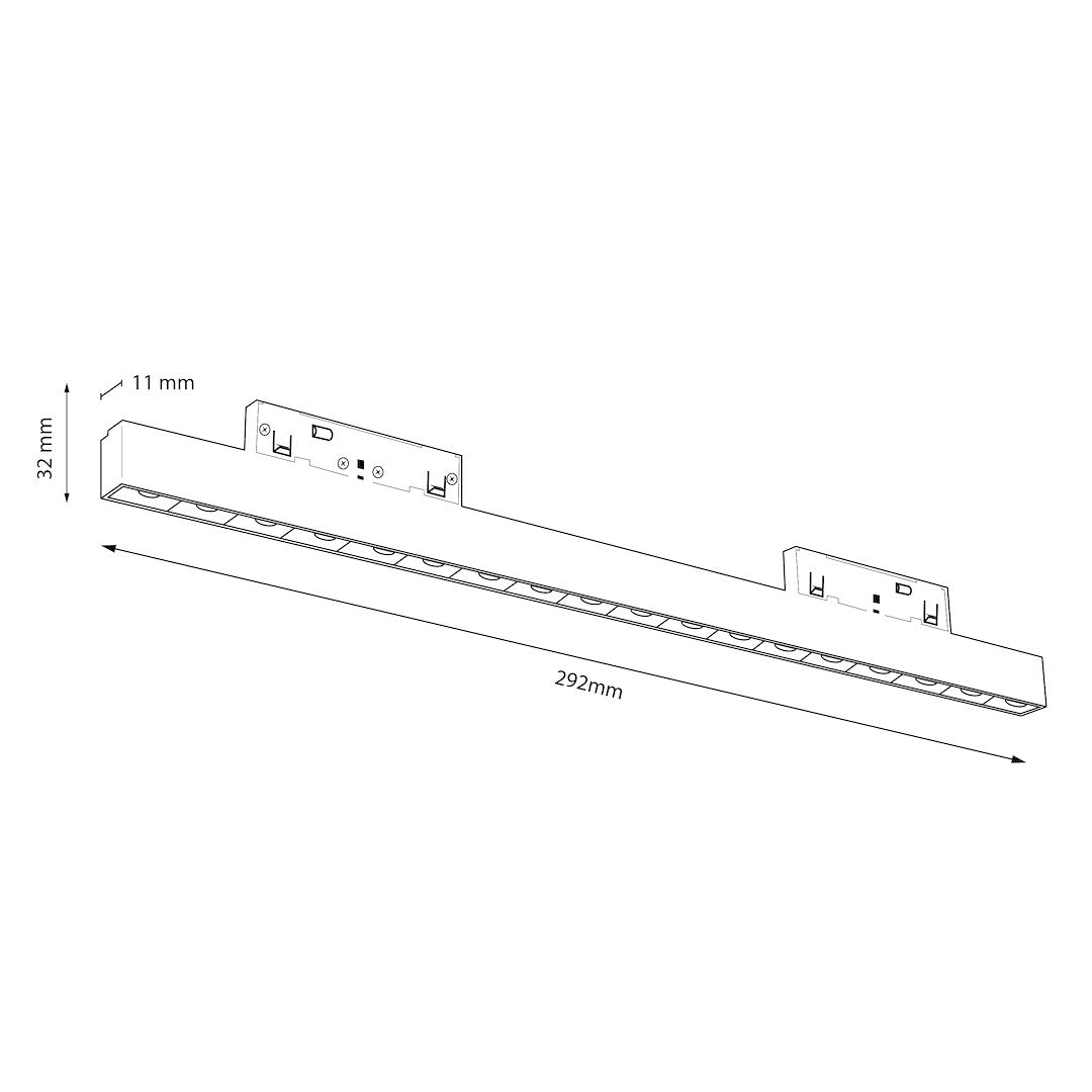 LED spot svjetiljka 10W CCT 48V 29CM za Magnetni sustav SMALL 5 mm širine, CRNA