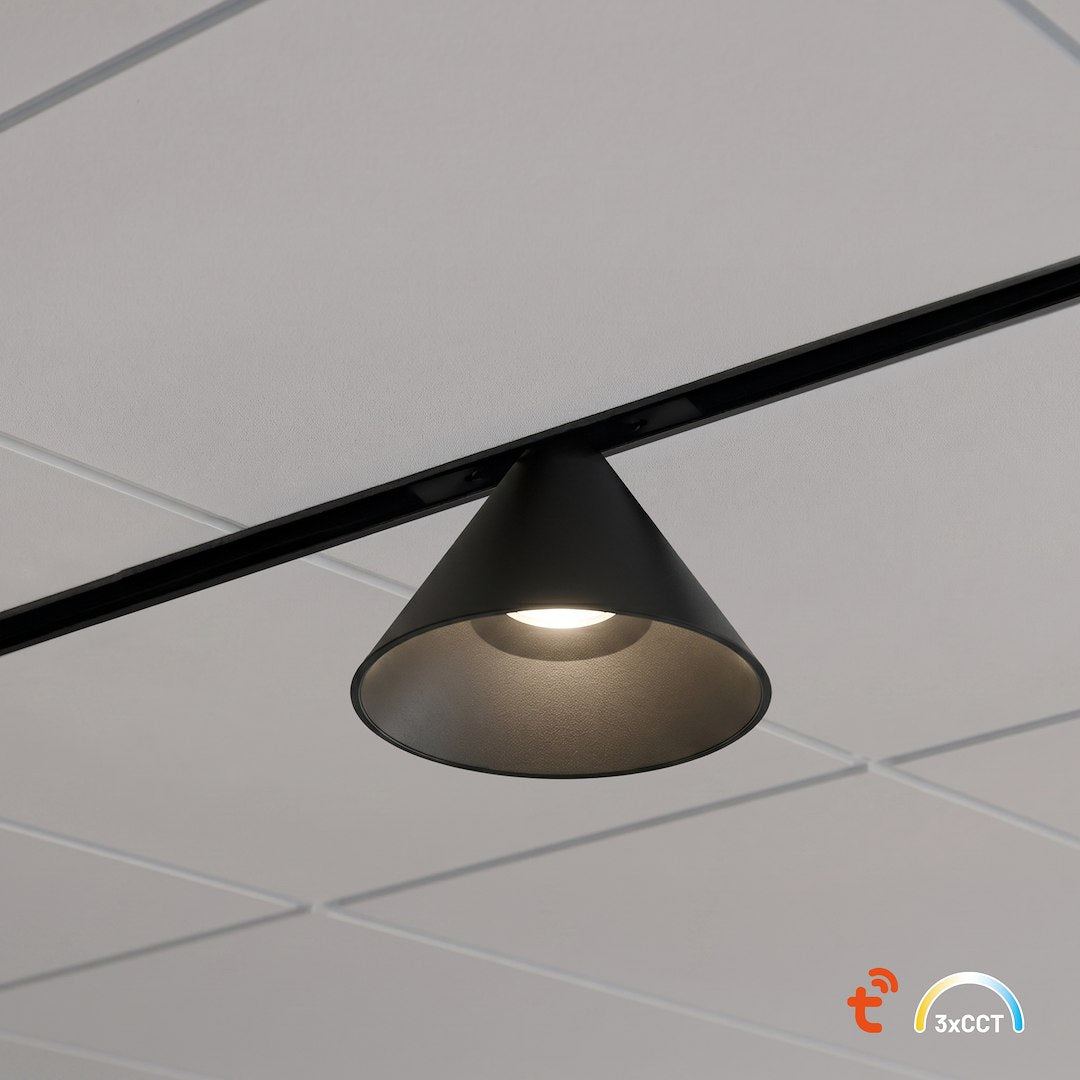 LED spot svjetiljka 7W CCT 48V Ø10CM za Magnetni sustav SMALL 5 mm širine, CRNA
