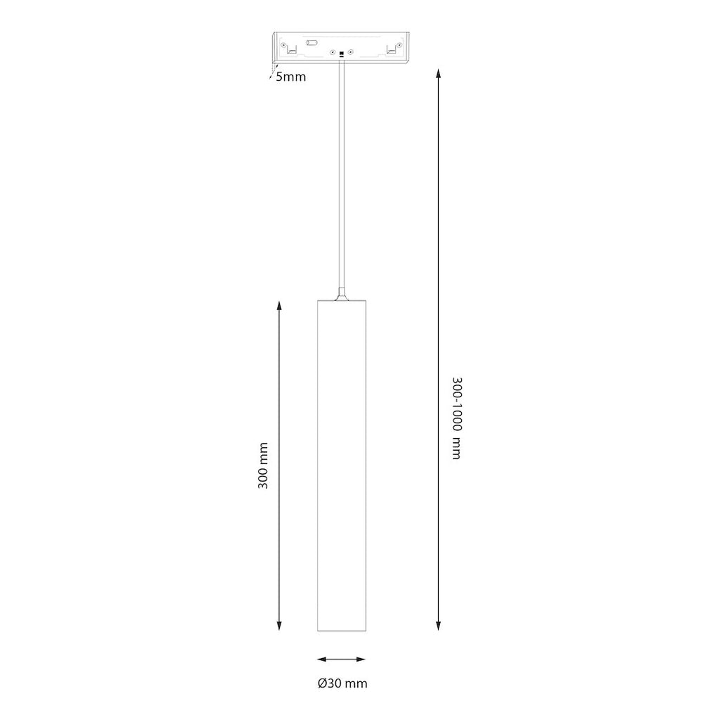 LED viseća svjetiljka 7W CCT 48V 30CM za Magnetni sustav SMALL 5 mm širine, CRNA
