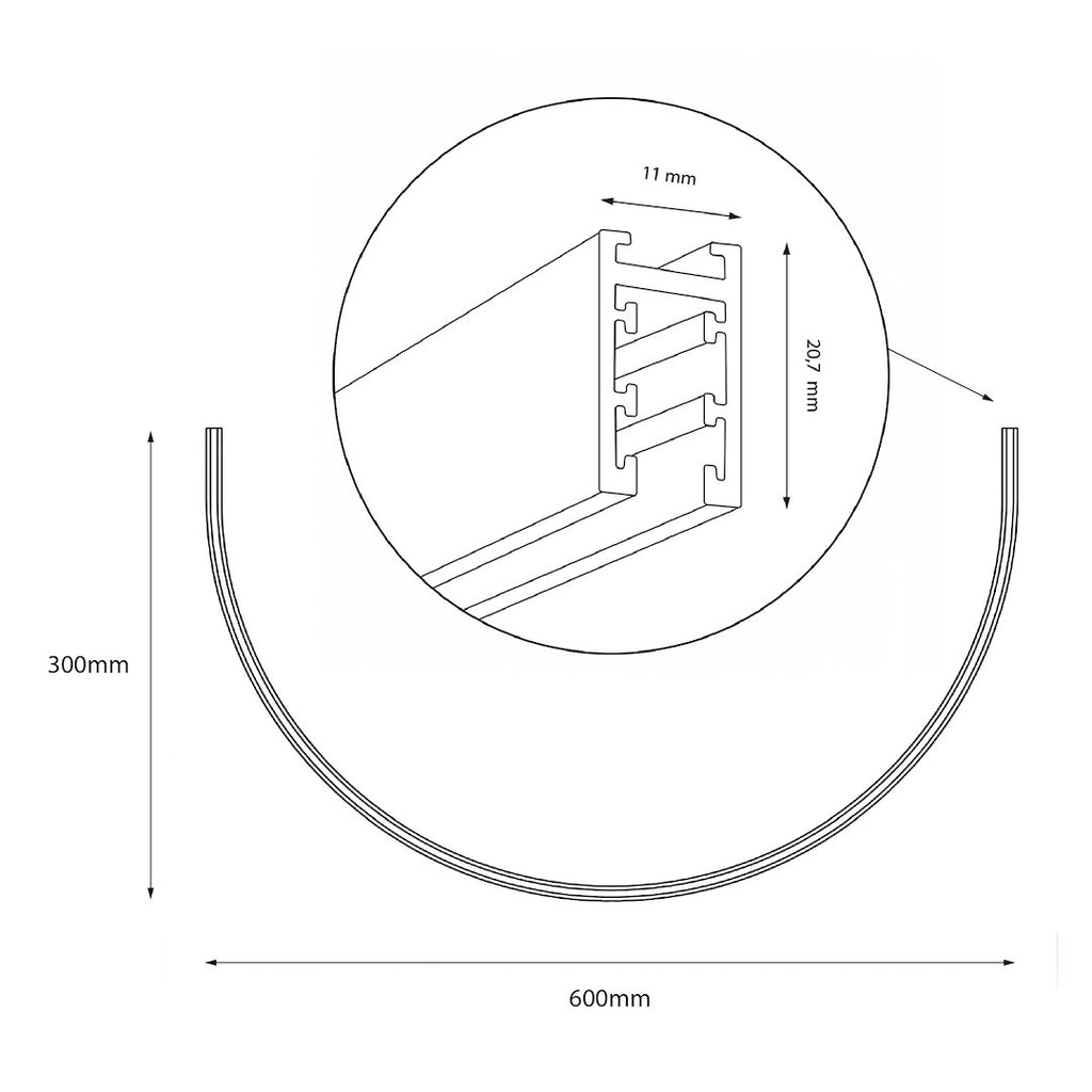 Magnetna tračnica kružna 1/2 Ø60 CM za Magnetni sustav SMALL 5 mm širine, CRNA