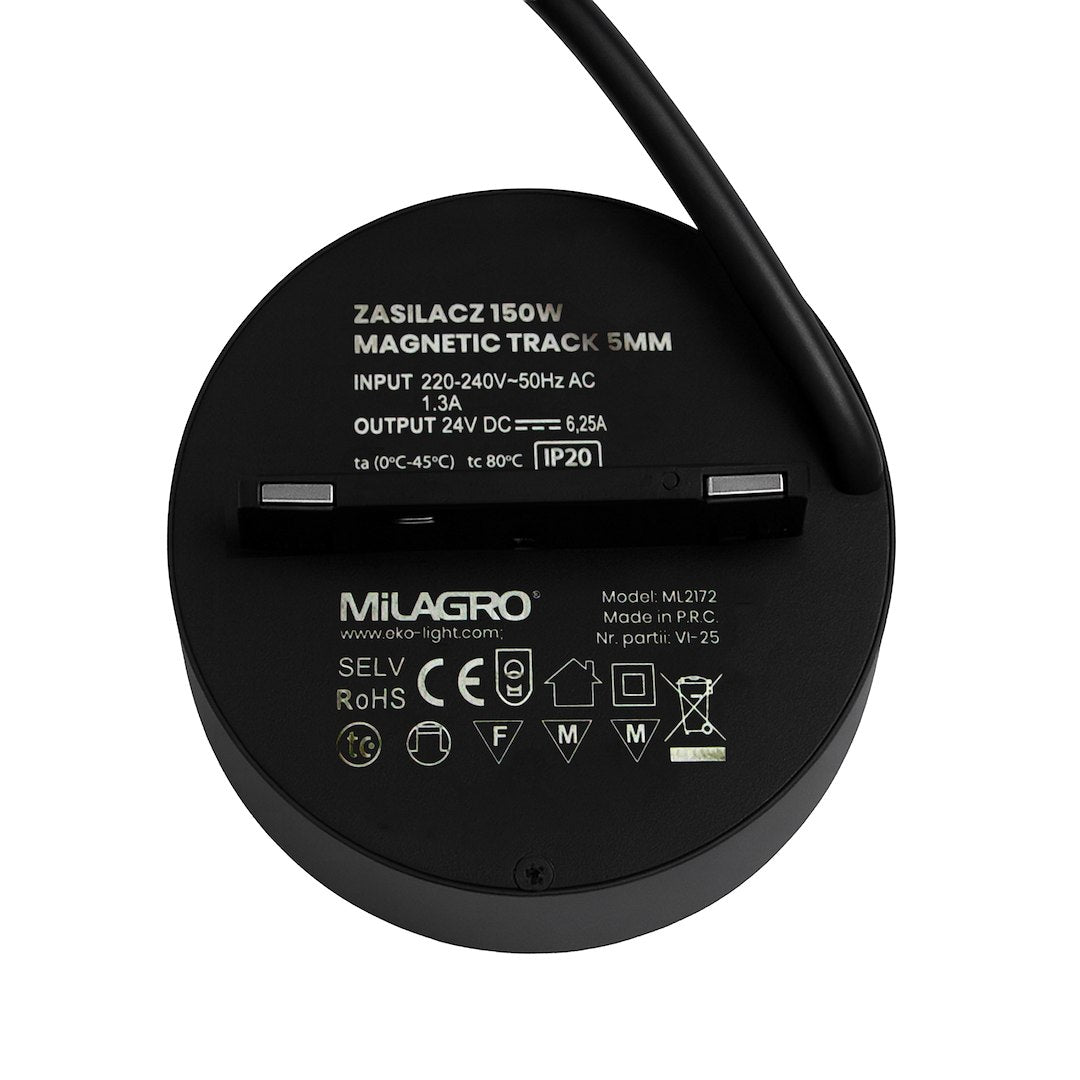 Napajanje 150W 48V Ø10CM za Magnetni sustav SMALL 5 mm širine, CRNO