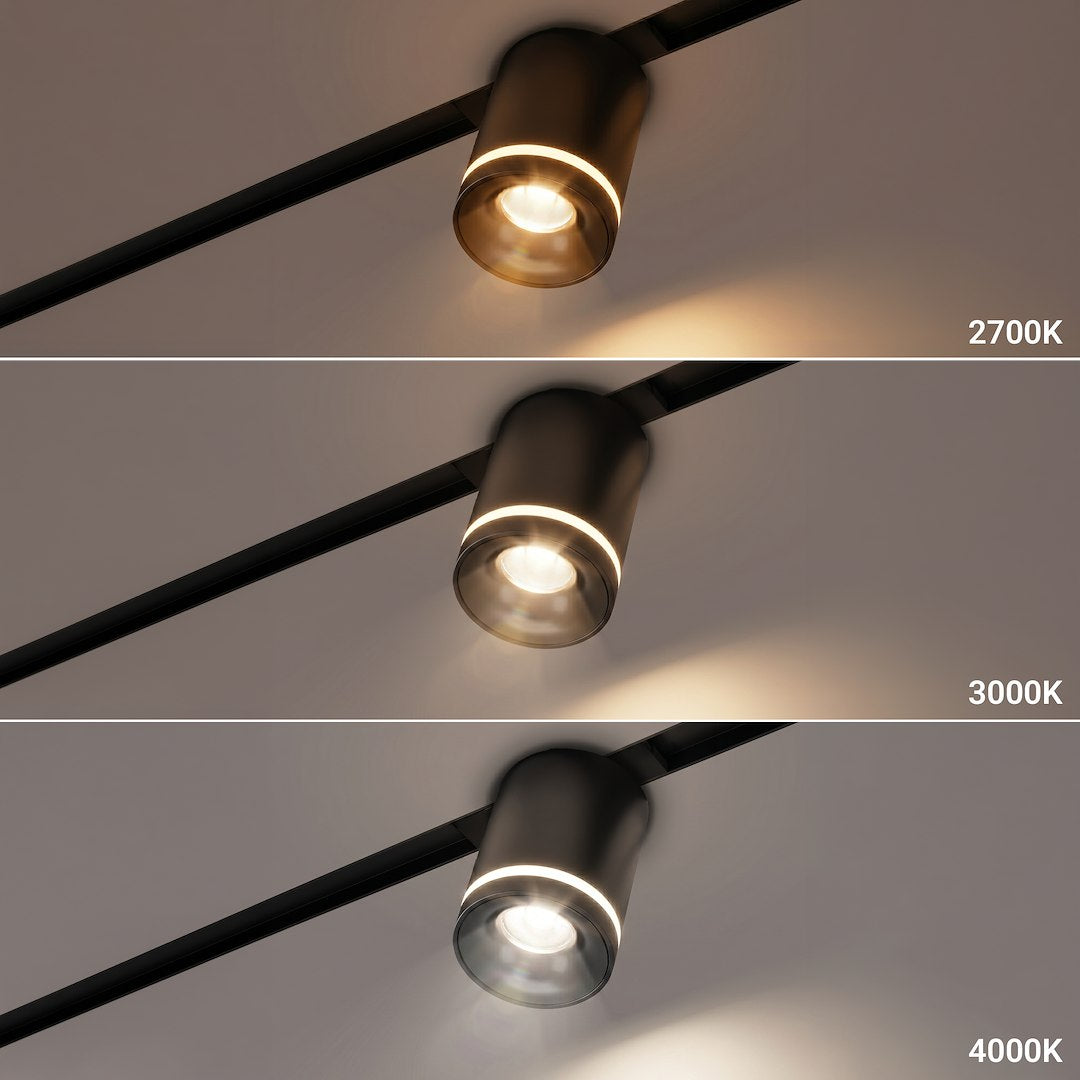 LED spot svjetiljka 6W CCT 48V Ø5CM za Magnetni sustav MEDIUM 10 mm širine, CRNA