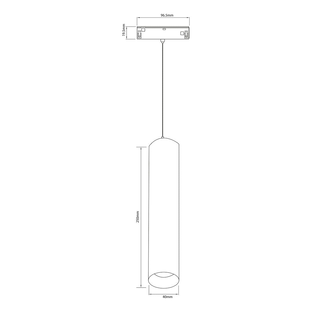 LED viseća svjetiljka 7W CCT 48V 25CM za Magnetni sustav MEDIUM 10 mm širine, CRNA