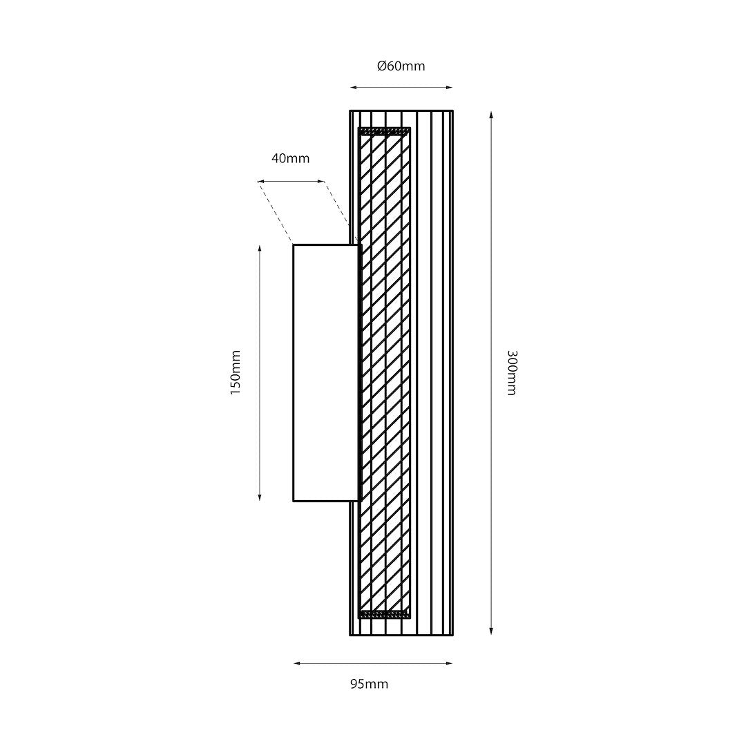 LED zidna svjetiljka Trivia, 6W, CCT, 300MM, IP44, CRNA