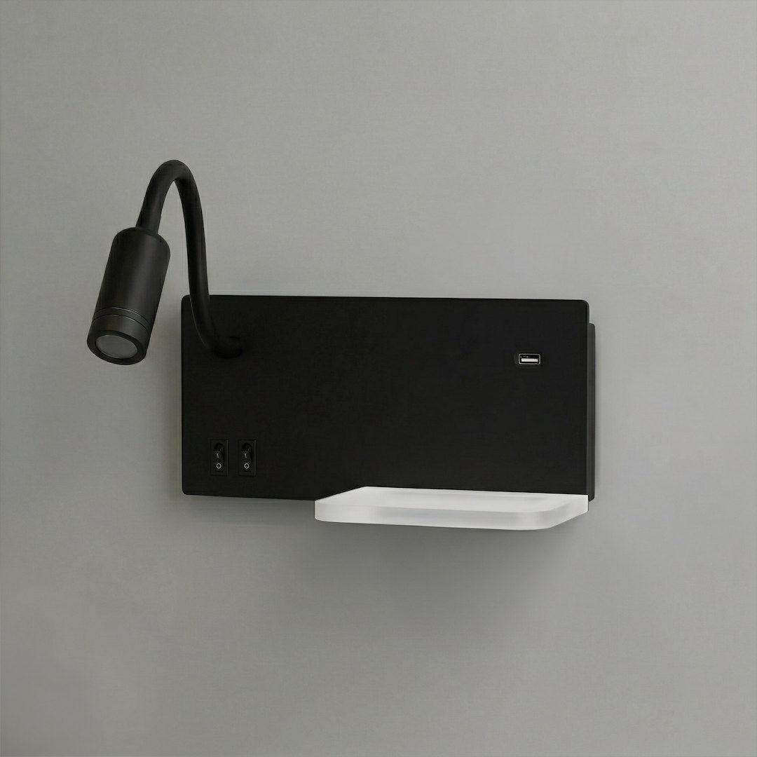 Noćna lampa s policom SHELF Led 4W+5W+2W lijeva Crna