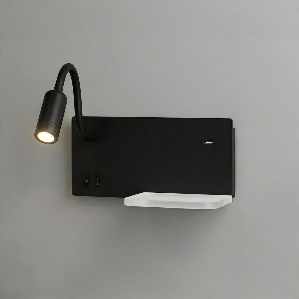 Noćna lampa s policom SHELF Led 4W+5W+2W lijeva Crna