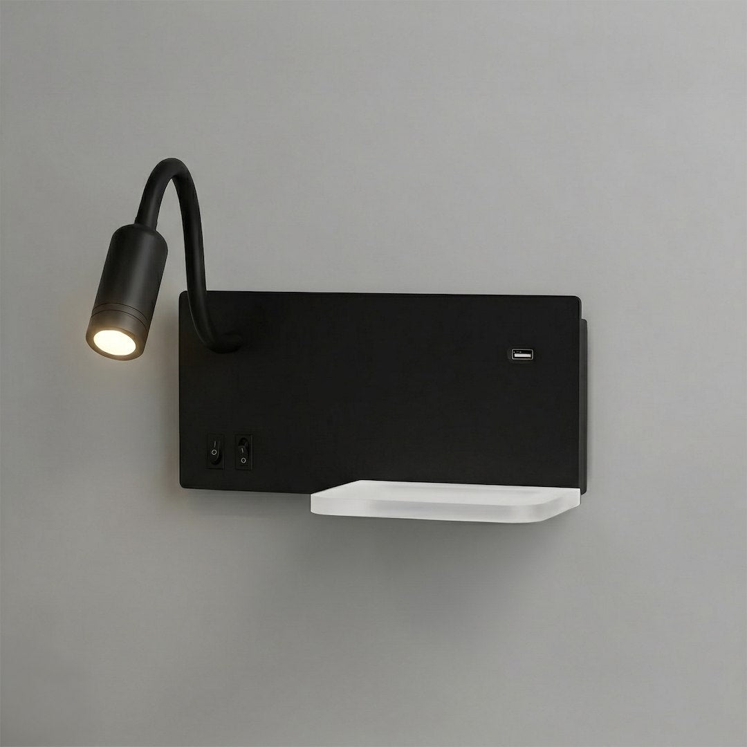 Noćna lampa s policom SHELF Led 4W+5W+2W lijeva Crna