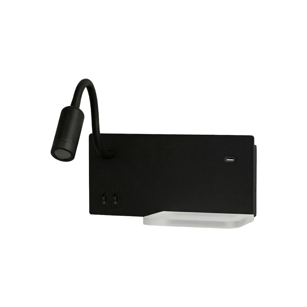 Noćna lampa s policom SHELF Led 4W+5W+2W lijeva Crna