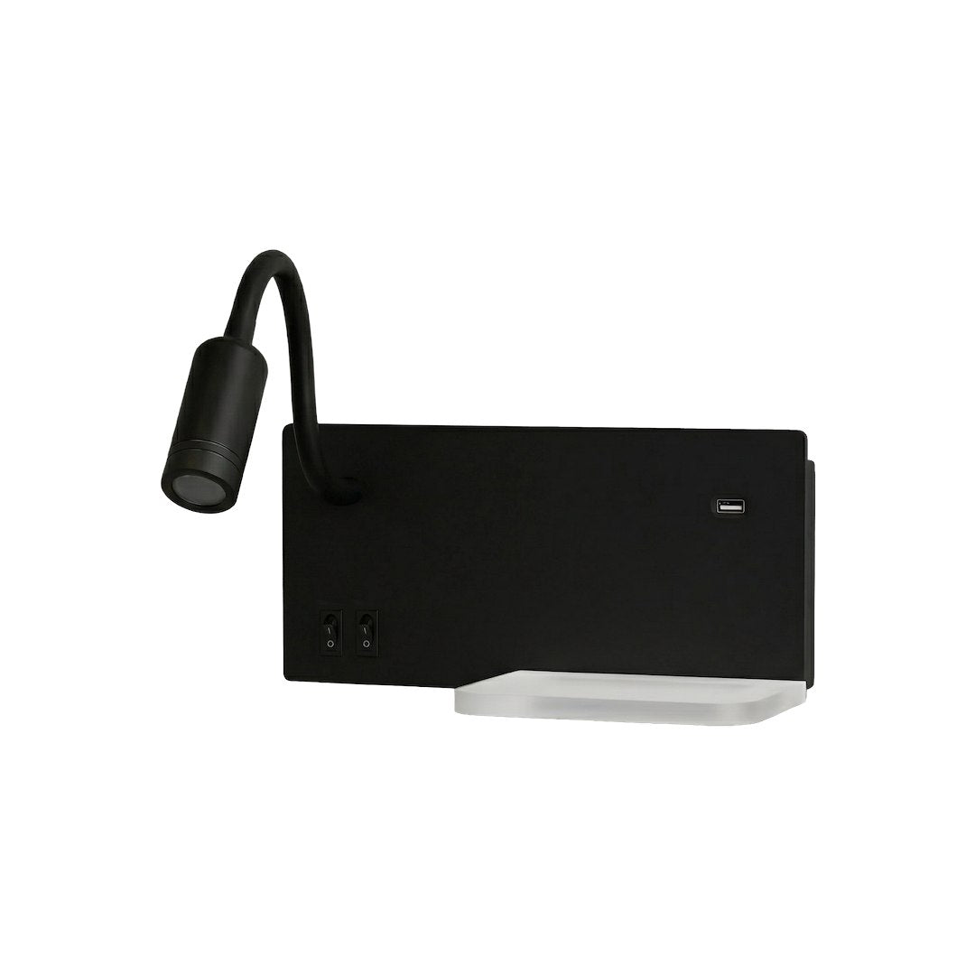 Noćna lampa s policom SHELF Led 4W+5W+2W lijeva Crna
