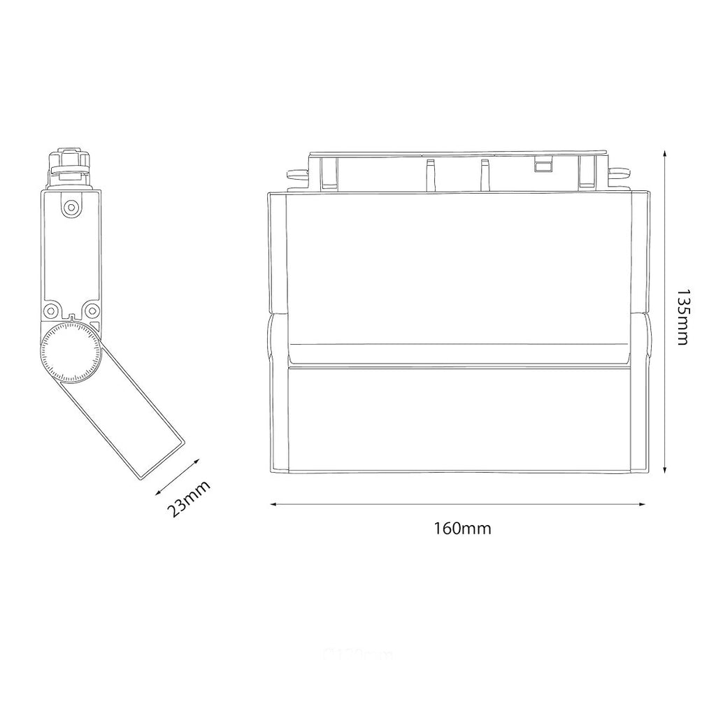 LED spot svjetiljka 12W 4000K 48V 16CM za Magnetni sustav LARGE 20 mm širine, CRNA