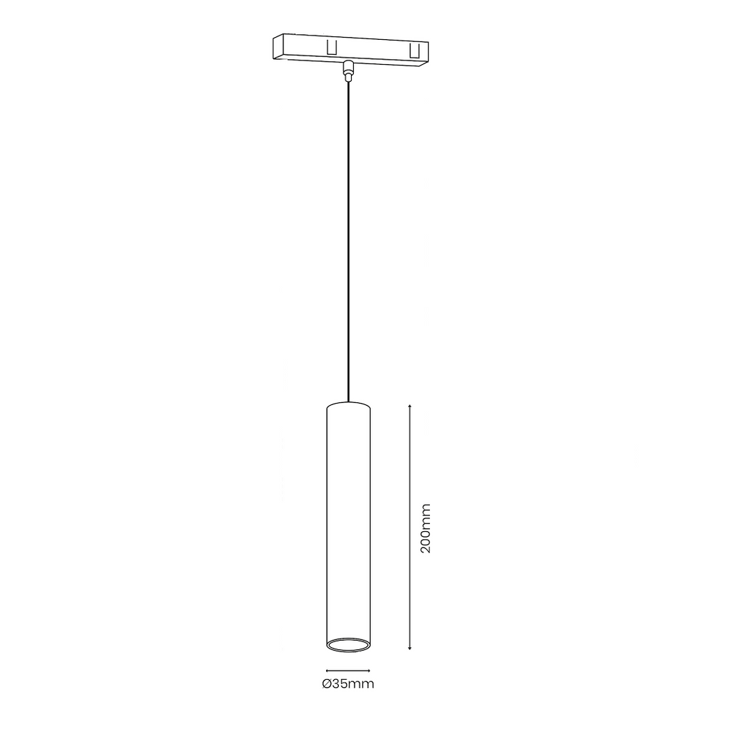 LED viseća svjetiljka 7W 4000K 48V 20CM za Magnetni sustav LARGE 20 mm širine, CRNA