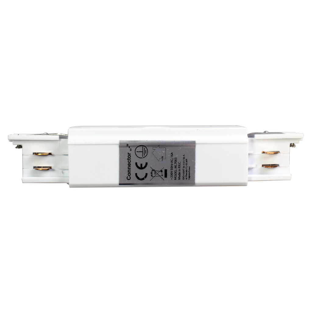 Priključak za lampu tračne rasvjete bijeli 3-kružni Tip: Ravni