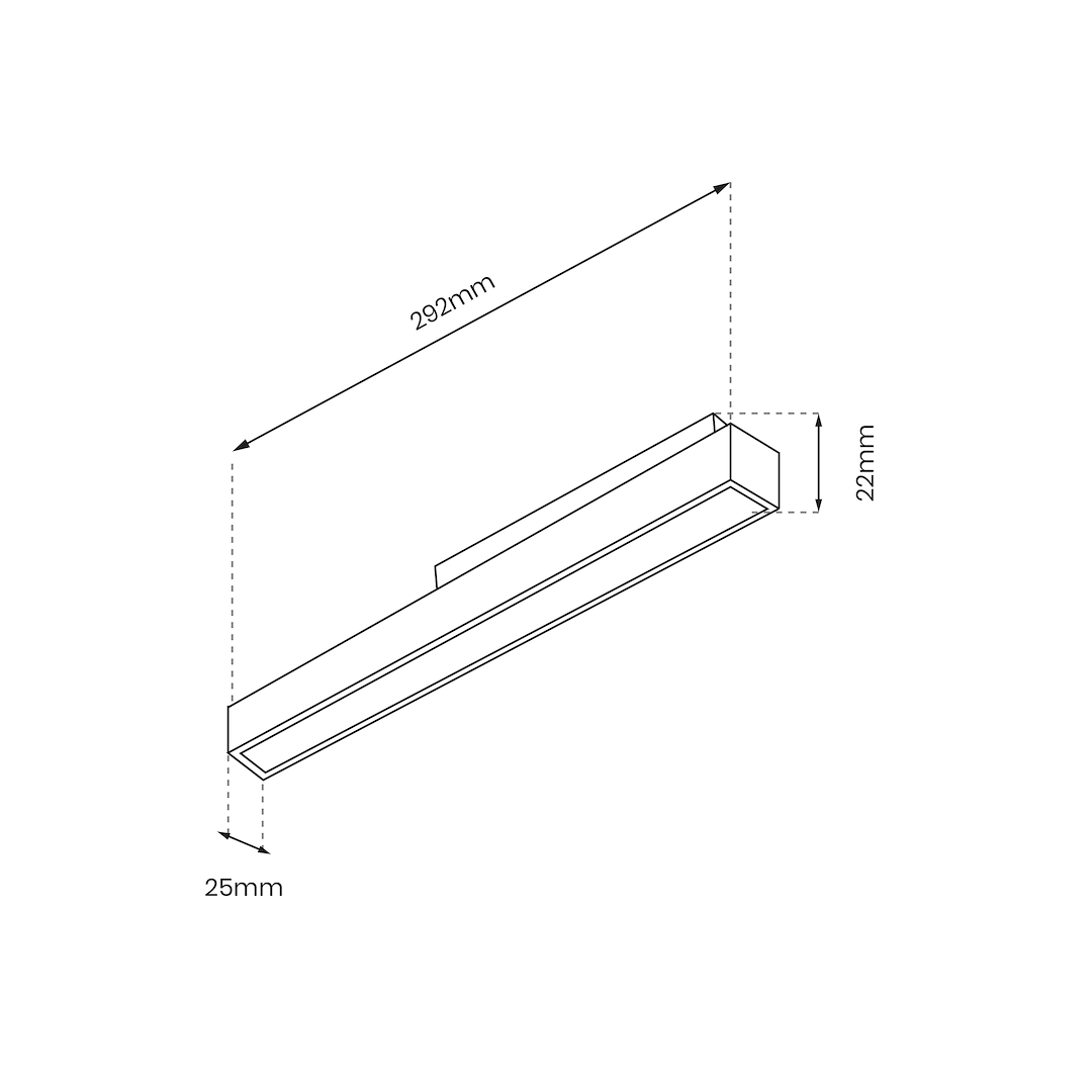 LED svjetiljka 14W 3000K 48V 30CM za Magnetni sustav LARGE 20 mm širine, CRNA