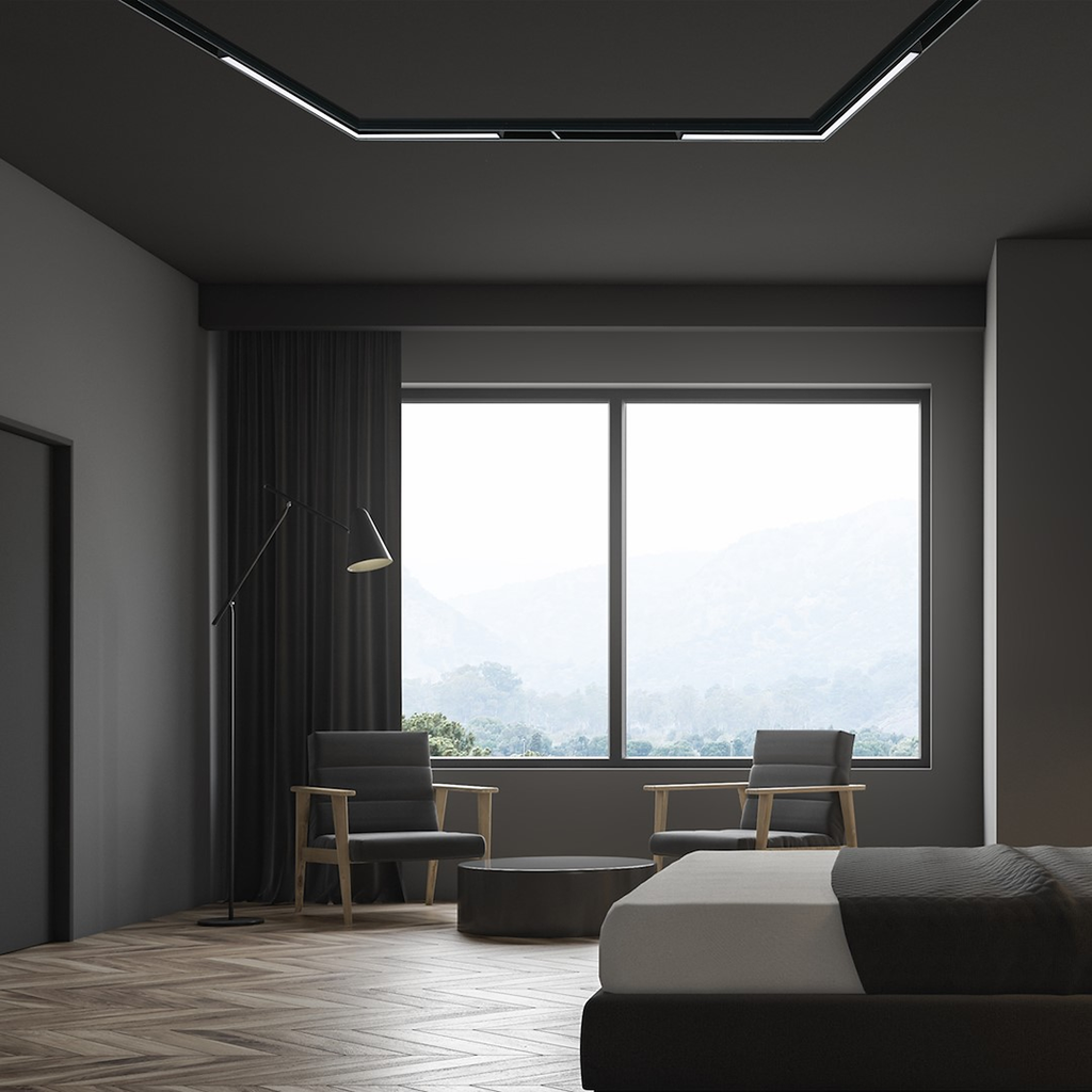 LED kutna svjetiljka 24W 3000K 48V za Magnetni sustav LARGE 20 mm širine, CRNA