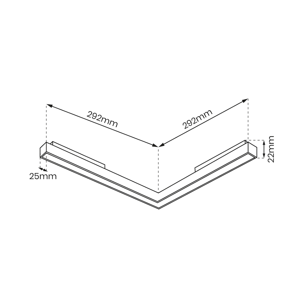 LED kutna svjetiljka 24W 3000K 48V za Magnetni sustav LARGE 20 mm širine, CRNA