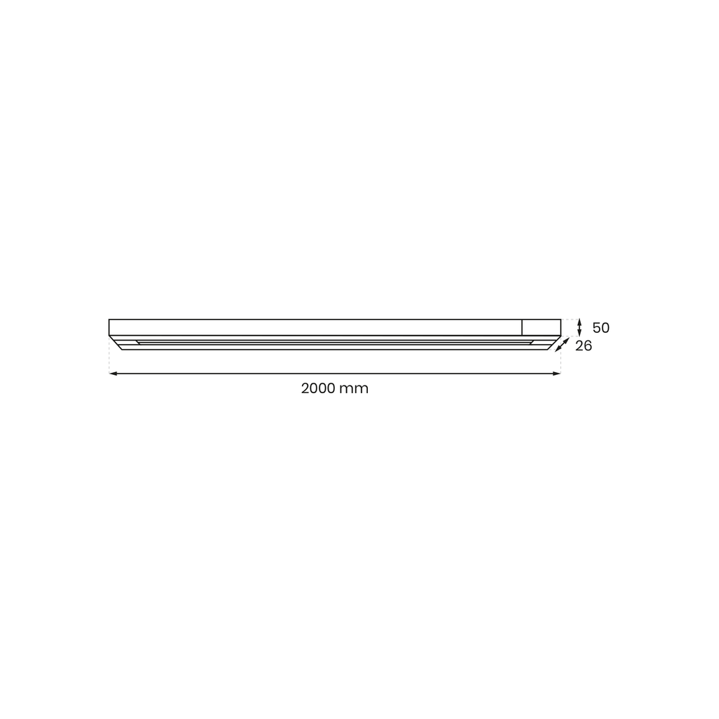 Magnetna tračnica 200CM za Magnetni sustav LARGE 20 mm širine, CRNA