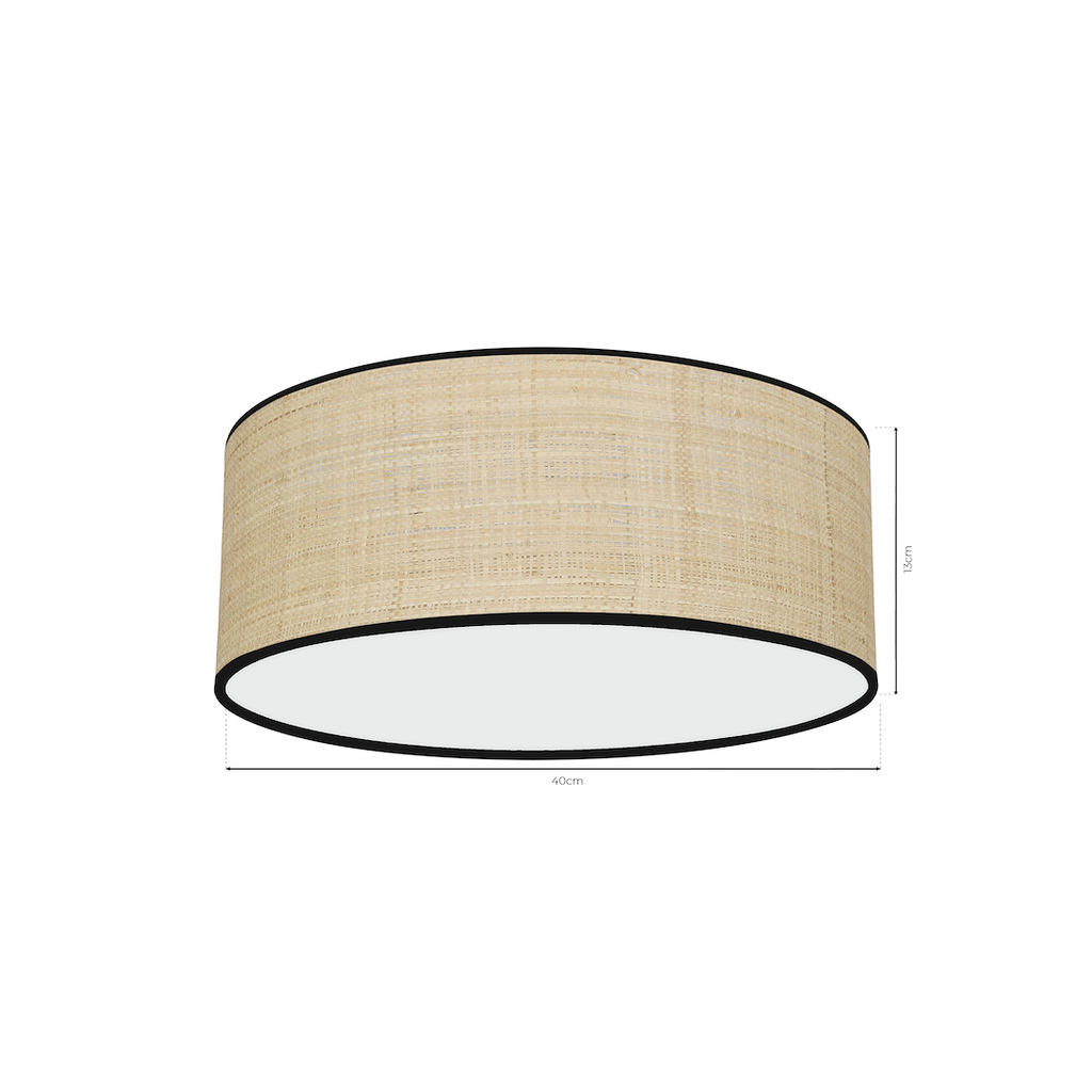 Marshall stropna lampa 2xE27 Ø40cm bijela/crna/ratan