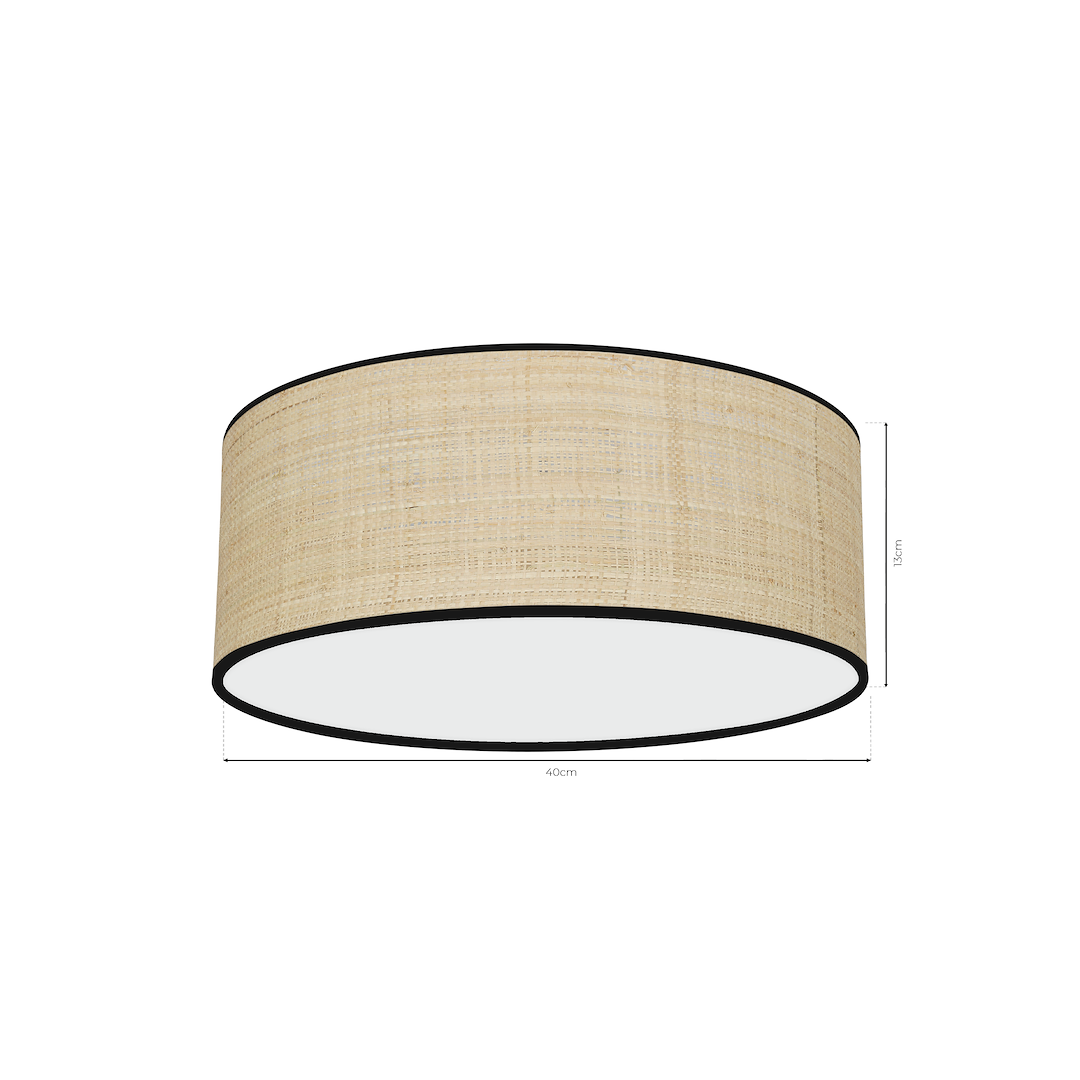 Marshall stropna lampa 2xE27 Ø40cm bijela/crna/ratan