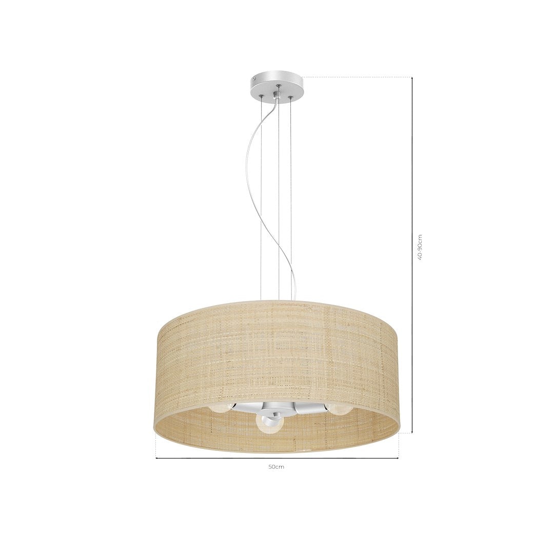 Marshall viseća lampa 3xE27 Ø50cm bijela/ratan