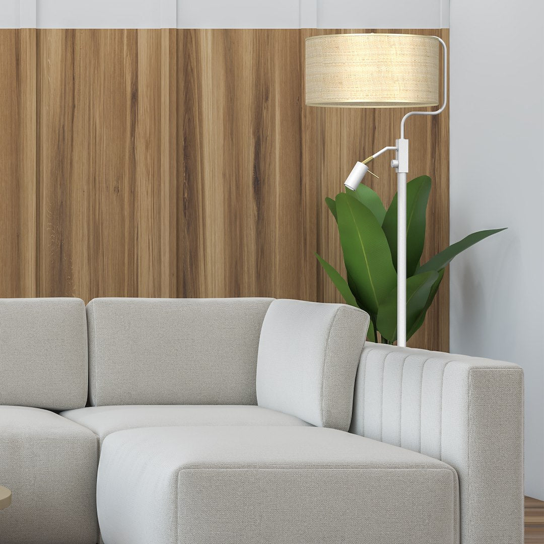 Marshall podna lampa 1xE27 + 1x mini GU10 bijela / ratan