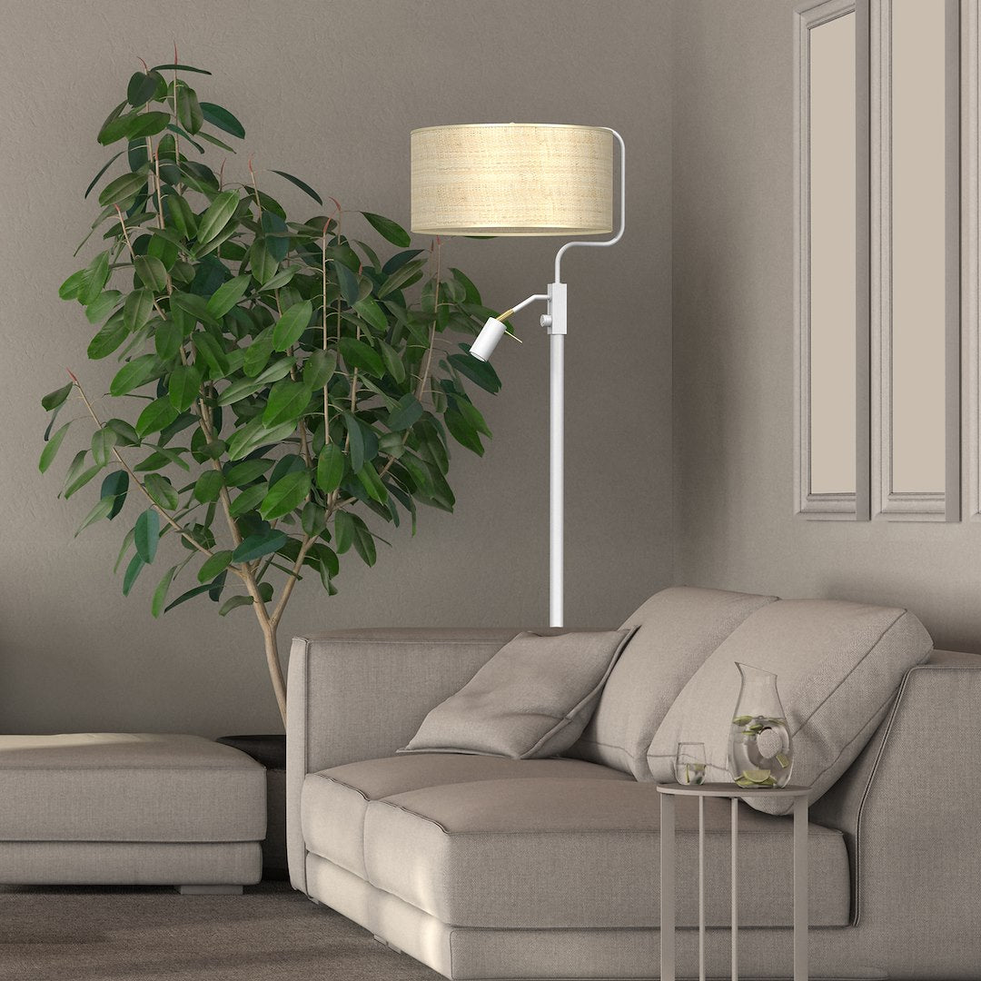 Marshall podna lampa 1xE27 + 1x mini GU10 bijela / ratan