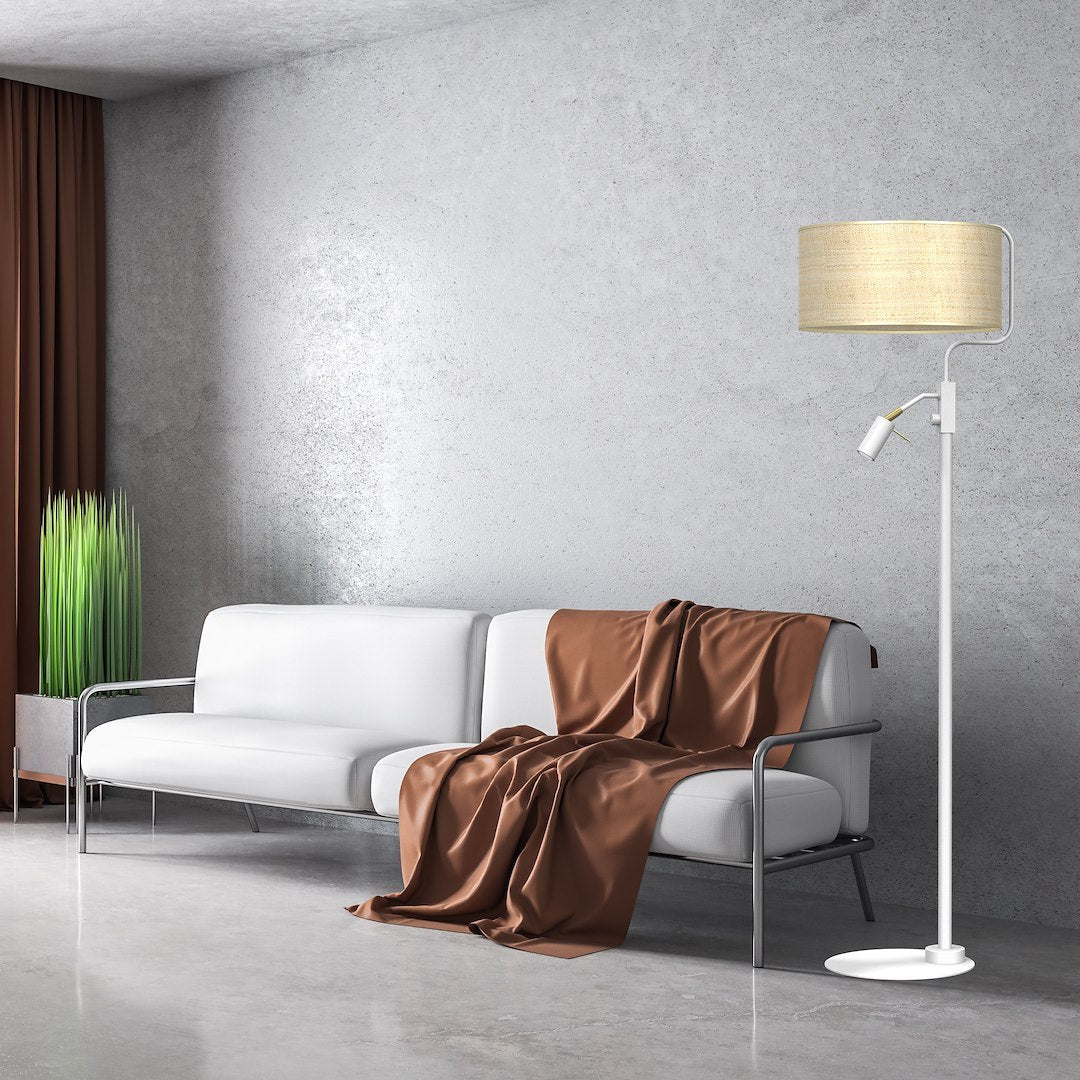 Marshall podna lampa 1xE27 + 1x mini GU10 bijela / ratan