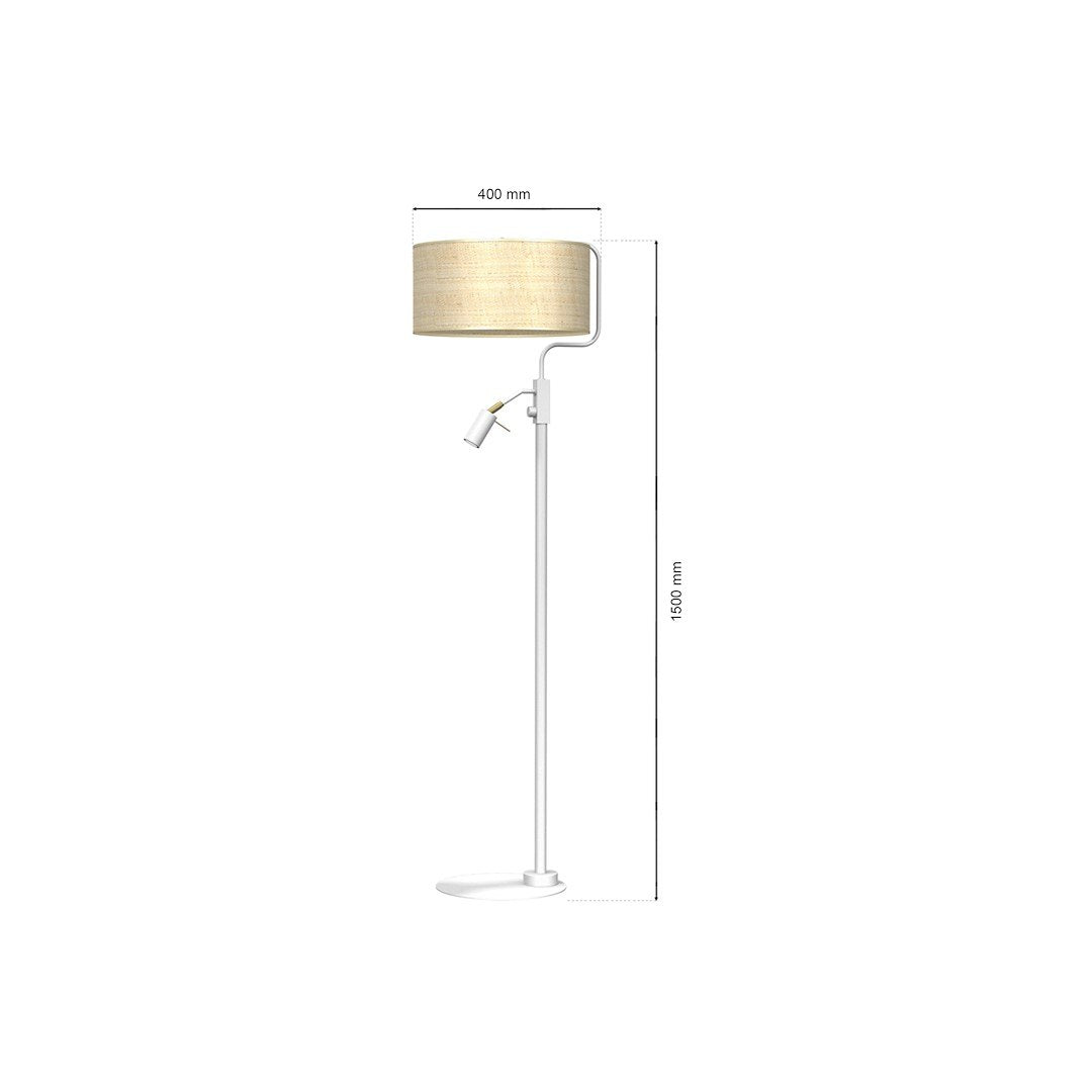 Marshall podna lampa 1xE27 + 1x mini GU10 bijela / ratan