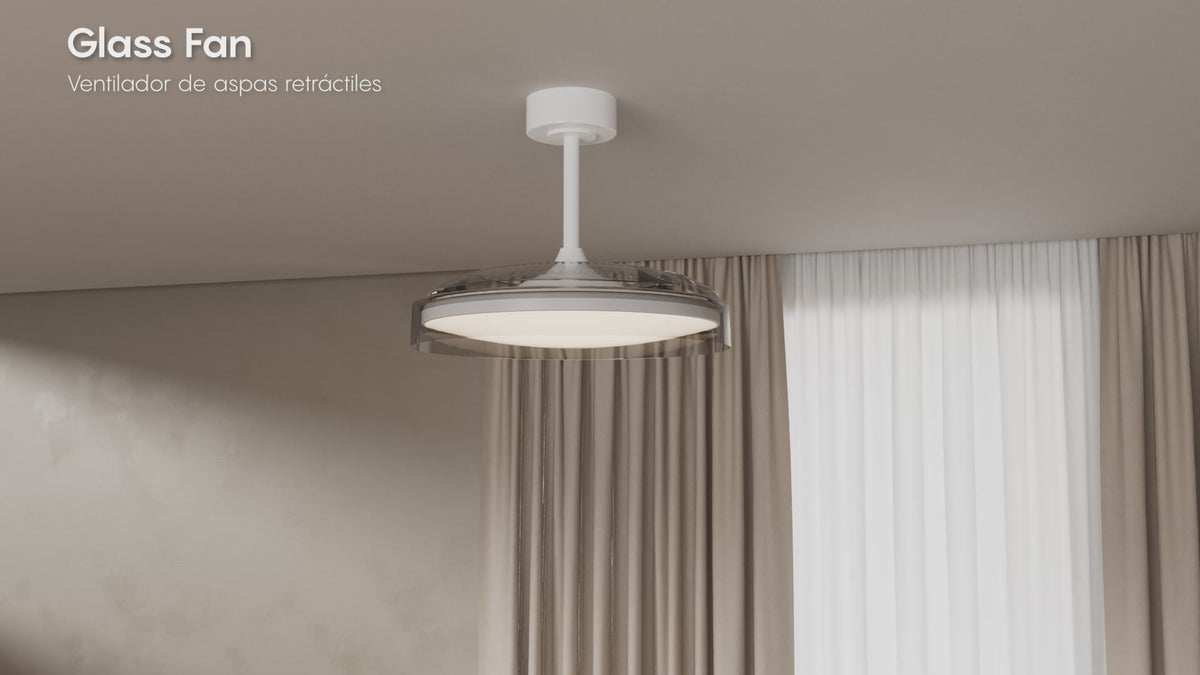 Mantra GLASS FAN M stropni LED ventilator 106cm PROZIRNA/BIJELA