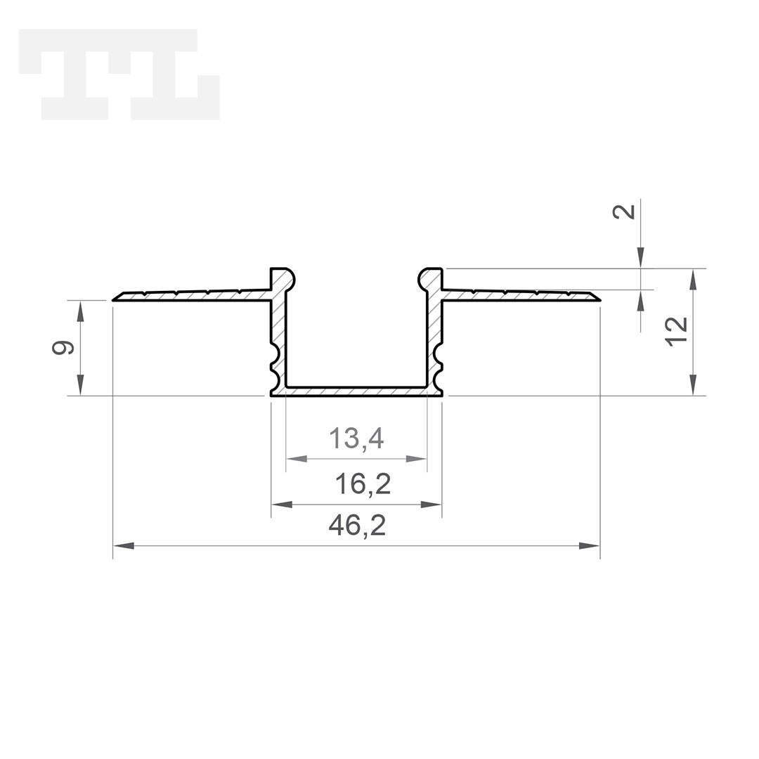 LED profil za gips ploče / knauf GK18-3, 2000 mm