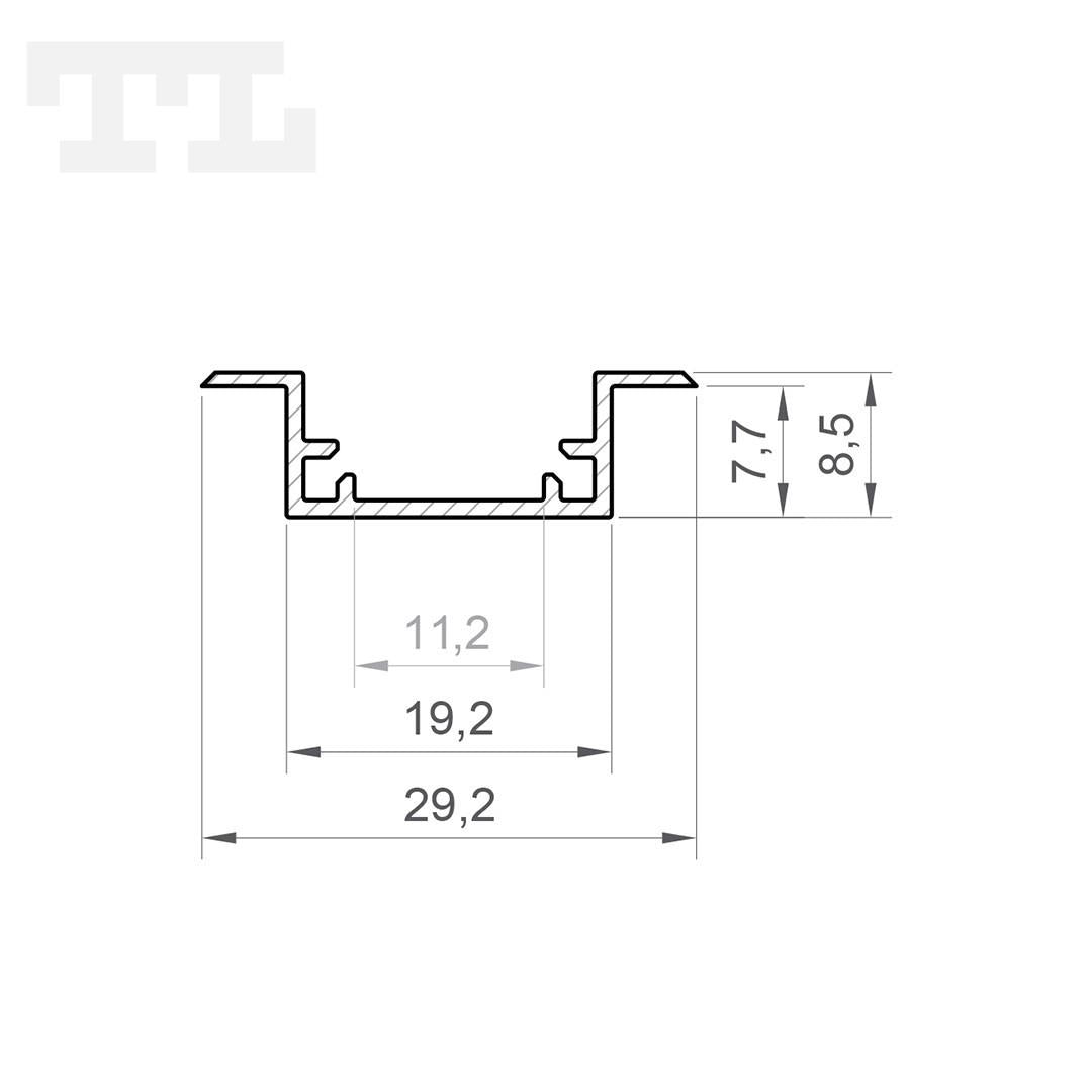 LED profil P11-2 HERMETIC, IP67, 2000 mm