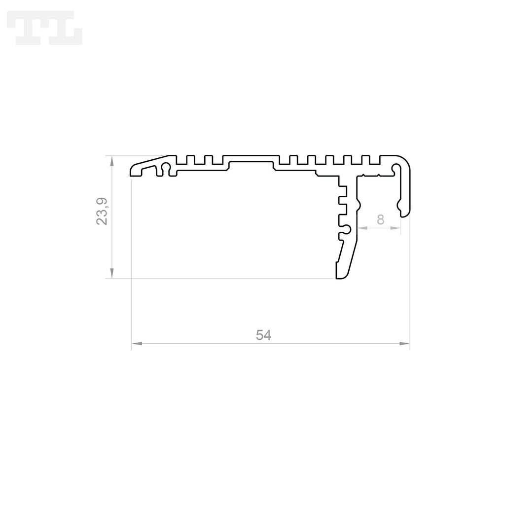 LED profil za stubišta P12-2, 54×24x2000 mm