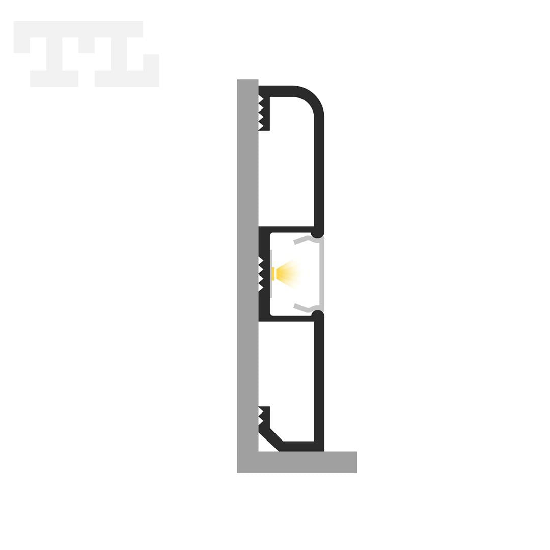 LED profil P15-1, 58×10x2000 mm