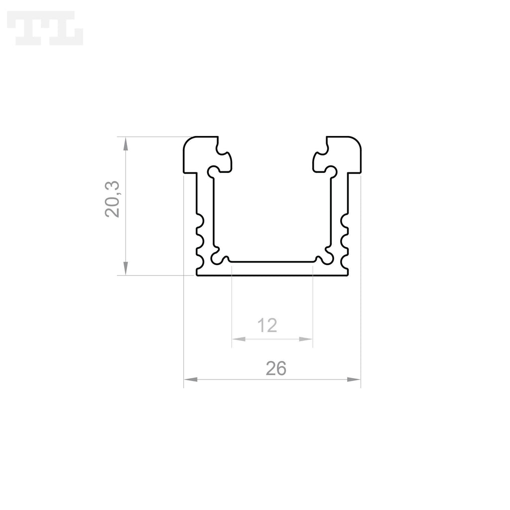 LED profil P24-3 HERMETIC, IP67, 2000 mm