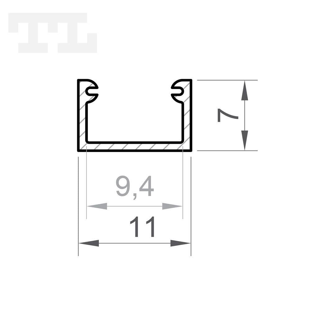 LED profil P4-2 MICRO Line, 11×7x2000 mm