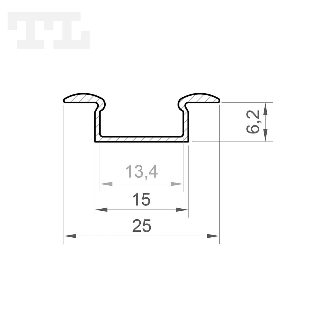 LED profil ugradbeni P6-1, 15×7x2000 mm