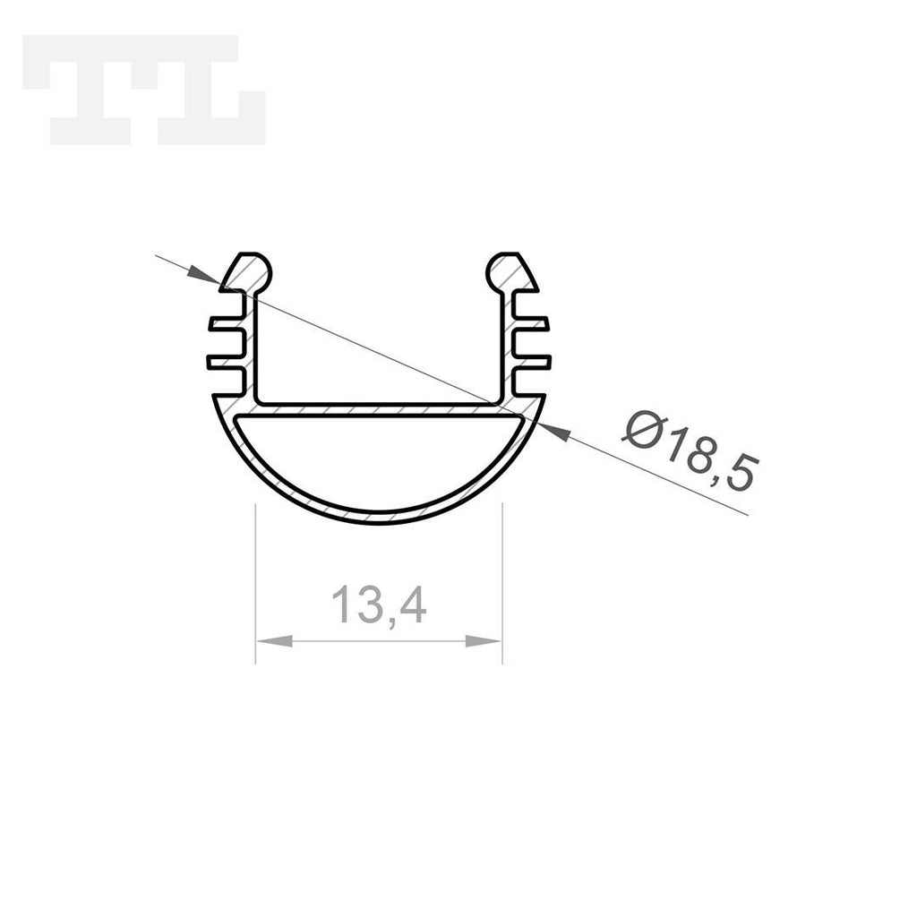 LED profil okrugli P8-1, Ø18,5x2000 mm